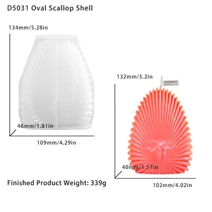 Dettaglio dello stampo in silicone a conchiglia 3D con dimensioni e candela finita