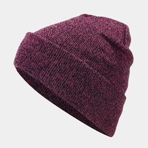 Berretto invernale in maglia bordeaux melange e nero con calda fodera in pile