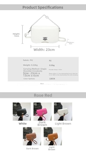 Detailed dimension guide showing 23x13x6cm size and 118cm chain strap for the crossbody bag