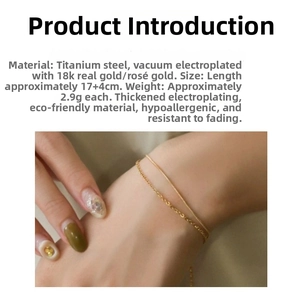 Detail of double-layer 18k gold plated titanium steel snake chain bracelet for women