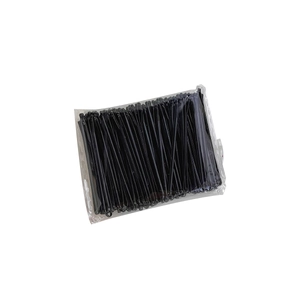 Bulk pack of black metal bobby pins in clear plastic packaging for hair styling