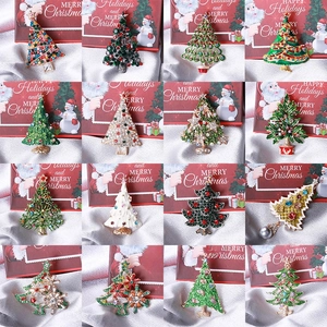 Christmas Tree Brooch Alloy Rhinestone Enamel Pin Festive Holiday Party Jewelry Gift For Women Elegant Decorative Badge