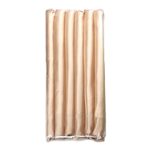 Champagne gold satin heatless hair curlers set packed in a transparent plastic bag