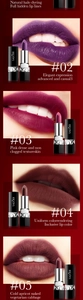 Détails de rouges à lèvres mats velours en teintes baie, magenta, brun rouge et nude