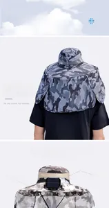 Détail du bord large de 11 cm et ventilateur solaire sur chapeau camouflage avec protège-nuque