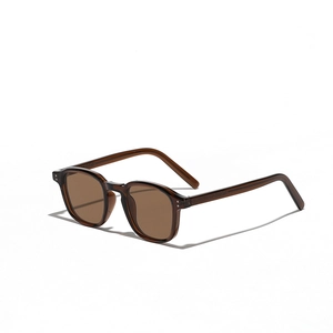 Vintage TR90 unisex sunglasses in translucent tea brown with classic metal rivets
