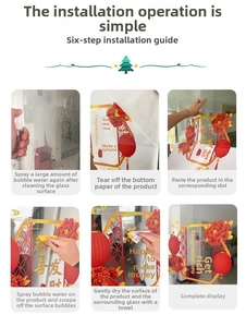 Six-step tutorial showing how to apply static Christmas window stickers to glass