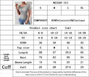 Guía de tallas S-XL y composición de 95% poliéster para este top asimétrico de mujer