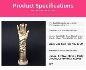 Detaillierte Größenspezifikationen für 43cm lange goldene Stretch-Cosplay-Handschuhe