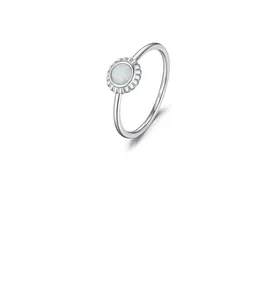 Macro detail of S925 sterling silver opal sunflower ring showing the S925 hallmark