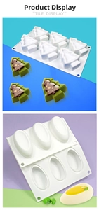 Food-grade white silicone baking molds for 8-cavity tree and 6-cavity oval mousse cakes