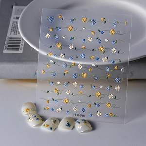 Autocollants De Manucure 5D En Relief Décalcomanies Auto-Adhésives Fleur Papillon Pour Décoration De Manucure DIY Femmes