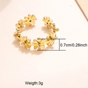 Minimalist gold daisy flower open ring for women featuring a simple floral design