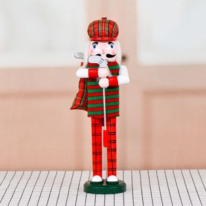 Wooden Nutcracker Golf Player Figurine Striped Sporty Christmas Ornament Hand Painted Decorative Craft Traditional Holiday Gift