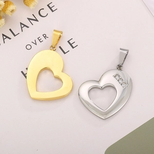 Hollow heart necklaces in gold and silver finish with sparkling rhinestones decoration