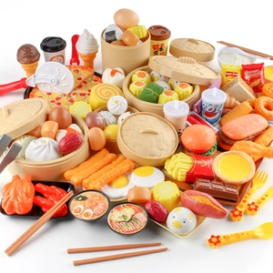 Educational kitchen play food set with assorted sushi burgers and snacks for kids