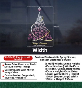 Size chart for Christmas tree window decals ranging from small to extra-large options
