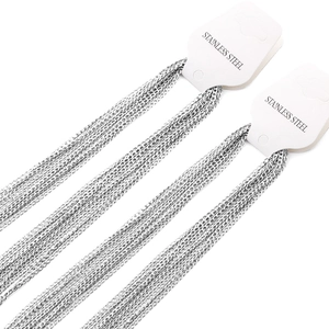 Polished silver 2.3mm stainless steel Cuban link chain necklace set on white background