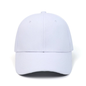 Classic white cotton twill baseball cap with curved brim and breathable eyelets