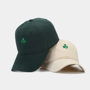 Casquette De Baseball Coton Broderie Trèfle Réglable Protection Solaire Chapeau Sport Décontracté Pour Hommes Femmes