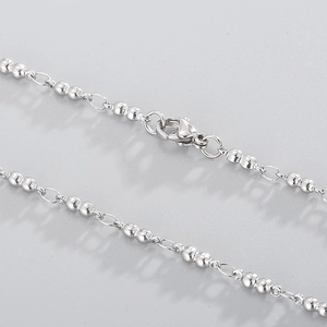 Minimalist stainless steel bead chain necklace for women with secure lobster clasp