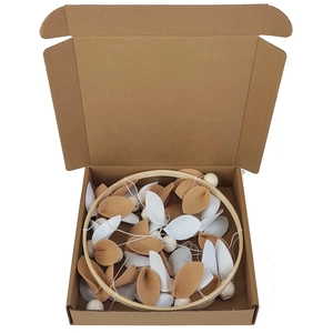 DIY felt and wood bead baby crib mobile kit with bamboo ring in brown craft box