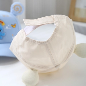 Beige toddler baseball cap with cute soft ears and adjustable velcro strap back