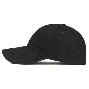 Berretto da baseball classico nero a sei pannelli con visiera curva e cinturino a strappo