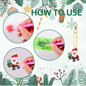 Visual guide showing the three easy steps to create a DIY Christmas diamond keychain