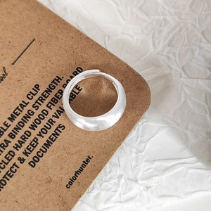 S925 sterling silver matte brushed wide band open ring in minimalist aesthetic style