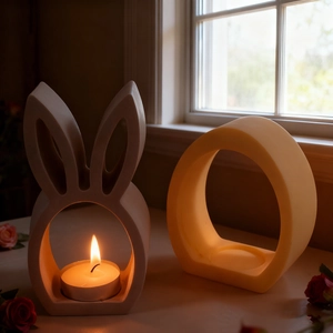 Minimalist rabbit ear resin candle holder set with matte finish and tealight decor
