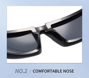 Close-up of the ergonomic nose pads on these black Y2K punk style cycling sunglasses