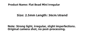 Detail view showing 2.5mm mini irregular freshwater pearl specifications and size chart