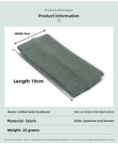Détails du bandeau en tricot vert foncé avec dimensions 19cm x 9cm pour le sport