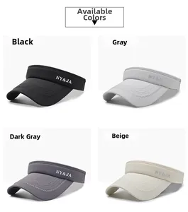 Detail view of breathable sport sun visors in black, gray, beige and dark gray colors