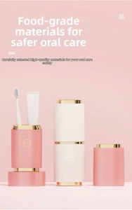 Detail view of portable toothbrush storage cases with sleek vertical textures and gold rings