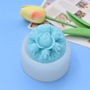 3D rose flower silicone mold for handmade soap and aromatic candles DIY craft tool