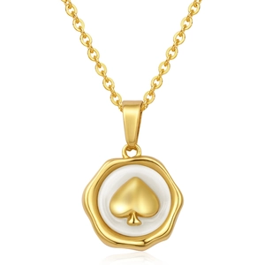 Collier minimaliste en acier inoxydable doré avec pendentif géométrique cœur de pique