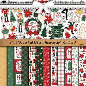 Nutcracker Christmas Scrapbook Material Paper Heavyweight Cardstock Retro Holiday Patterns For DIY Journaling And Crafting