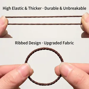Durable brown thick ribbed elastic hair bands with high elasticity for ponytails