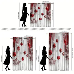 Size chart showing three height options for Christmas velvet curtains with snow patterns