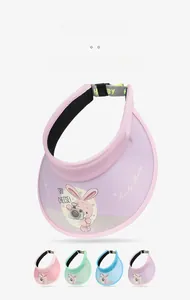 Detail view of kids cartoon sun visor with cute rabbit design and four color options