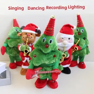 Electric singing dancing and glowing plush Christmas toys set with music function