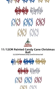 Assorted 11cm glitter painted candy cane Christmas tree ornaments in festive colors
