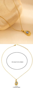 Spécifications de taille du collier en titane doré avec pendentif ovale en pierre bleue