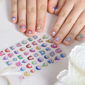 Autocollants 3D pour ongles dessin animé avec perles et designs de personnages mignons