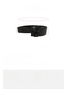 Detailed size guide for women's PU leather knot belt showing width and length dimensions