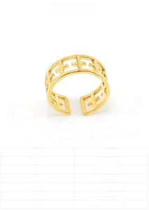 Detailed specs of 8mm gold hollow geometric ring in 18K plated stainless steel