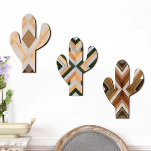 Decorazione Da Parete In Legno Cactus Legno Di Pioppo Motivo Geometrico Stile Boho Soggiorno Segni Arte Appesa