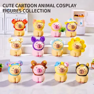 Mini Capybara Figurines Eco Friendly Resin Zodiac Theme Desktop Decor Micro Landscape Cute Animal Ornament Kawaii Crafts
